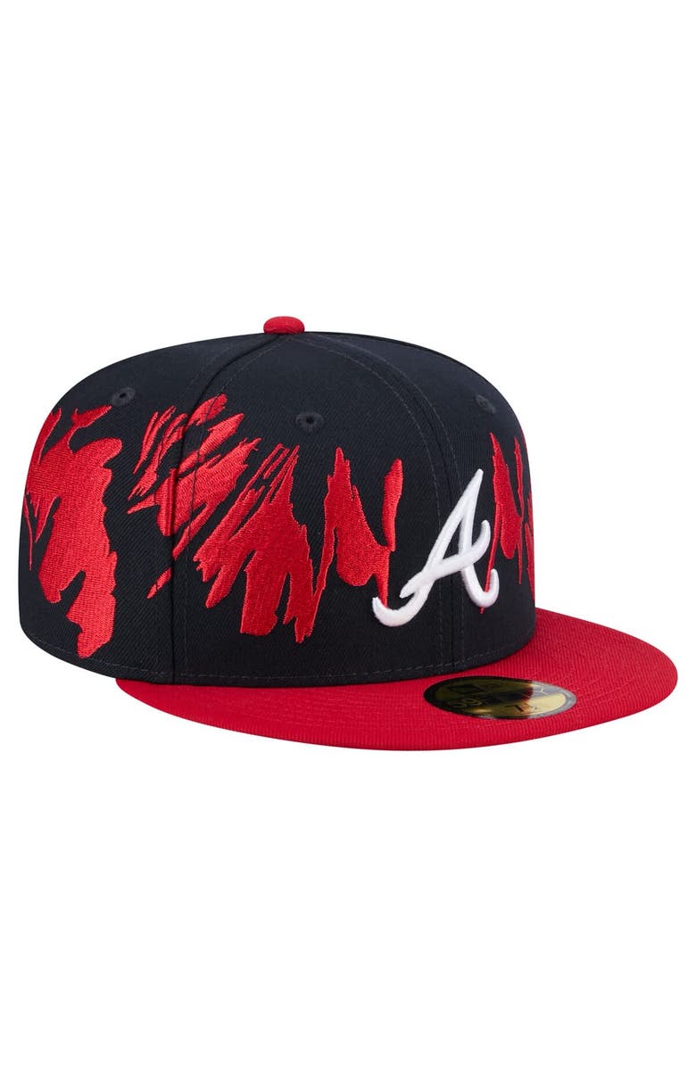 New Era Men's New Era Navy/Red Atlanta Braves Retro Pattern 59FIFTY Fitted Hat, Alternate, color, 