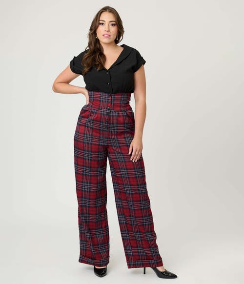 Unique Vintage Plus Size High Waist Trouser In Red