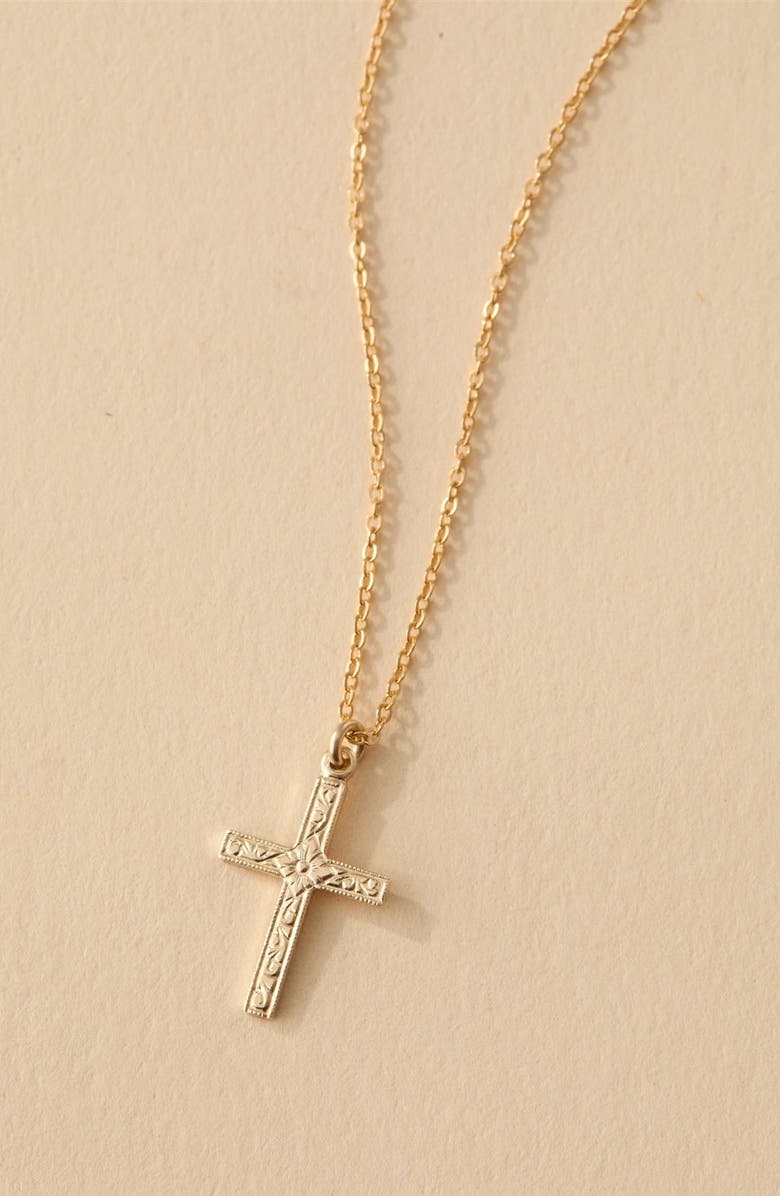 Set & Stones Levi Cross Pendant Necklace, Alternate, color, Gold