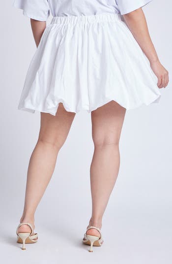 Bubble Hem Stretch Cotton Miniskirt
