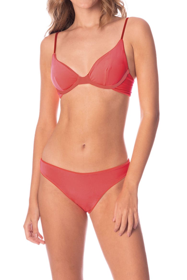 Red Camelia Dainty Reversible Underwire Bikini Top, Alternate, color, RED