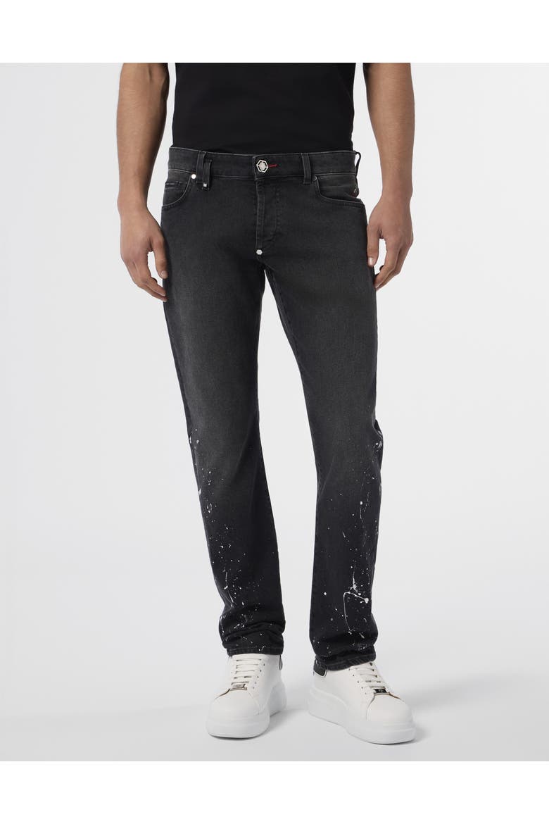 Super Straight Cut Jeans Paint Men, Main, color, pantherblack