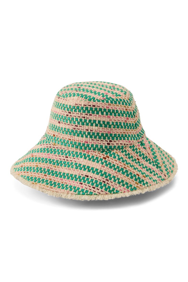 Cintia Bouclé Stripe Bucket Hat, Alternate, color, JADE MULTI