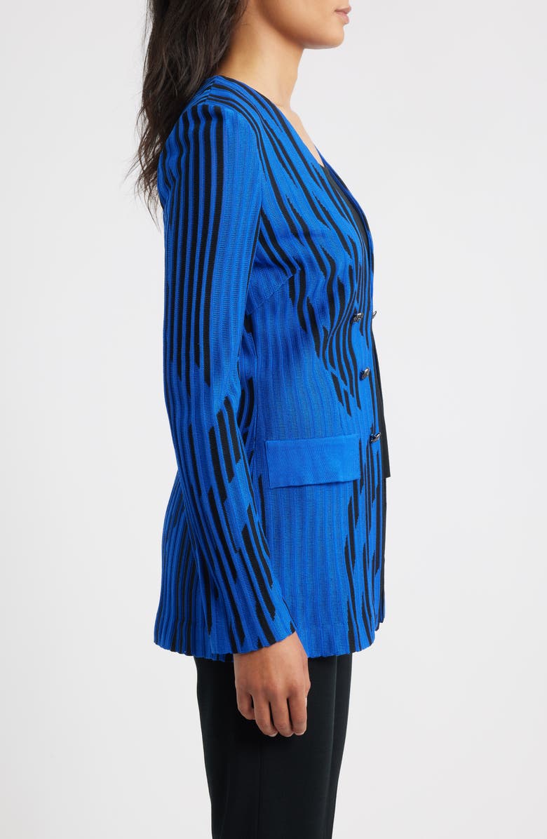 Ming Wang Dual Tone Rib Knit Jacket, Alternate, color, Sapphire Sea/ Black