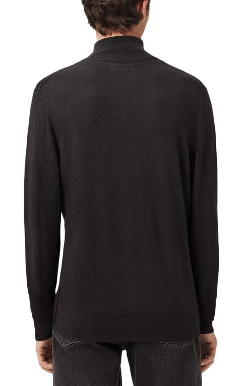 Allsaints Kilburn Mock Neck Wool Blend Quarter Zip Sweater In Black