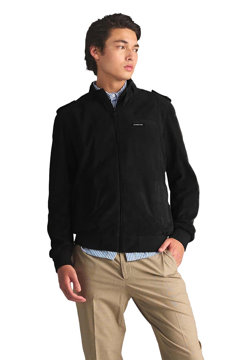 Members Only Men's Soft Suede Iconic Jacket, Alternate, color, Black