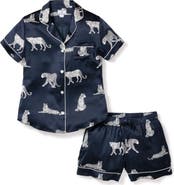 Petite Plume Panthre de Nuit Piped Mulberry Silk Short Pajamas