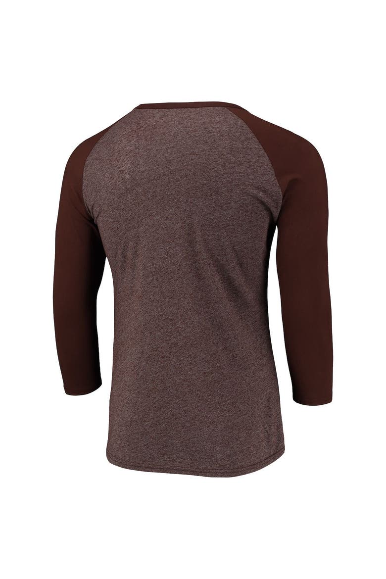 Men's Fanatics Branded Heathered Brown Cleveland Browns Pastime Raglan 3/4-Sleeve T-Shirt, Alternate, color, Brown