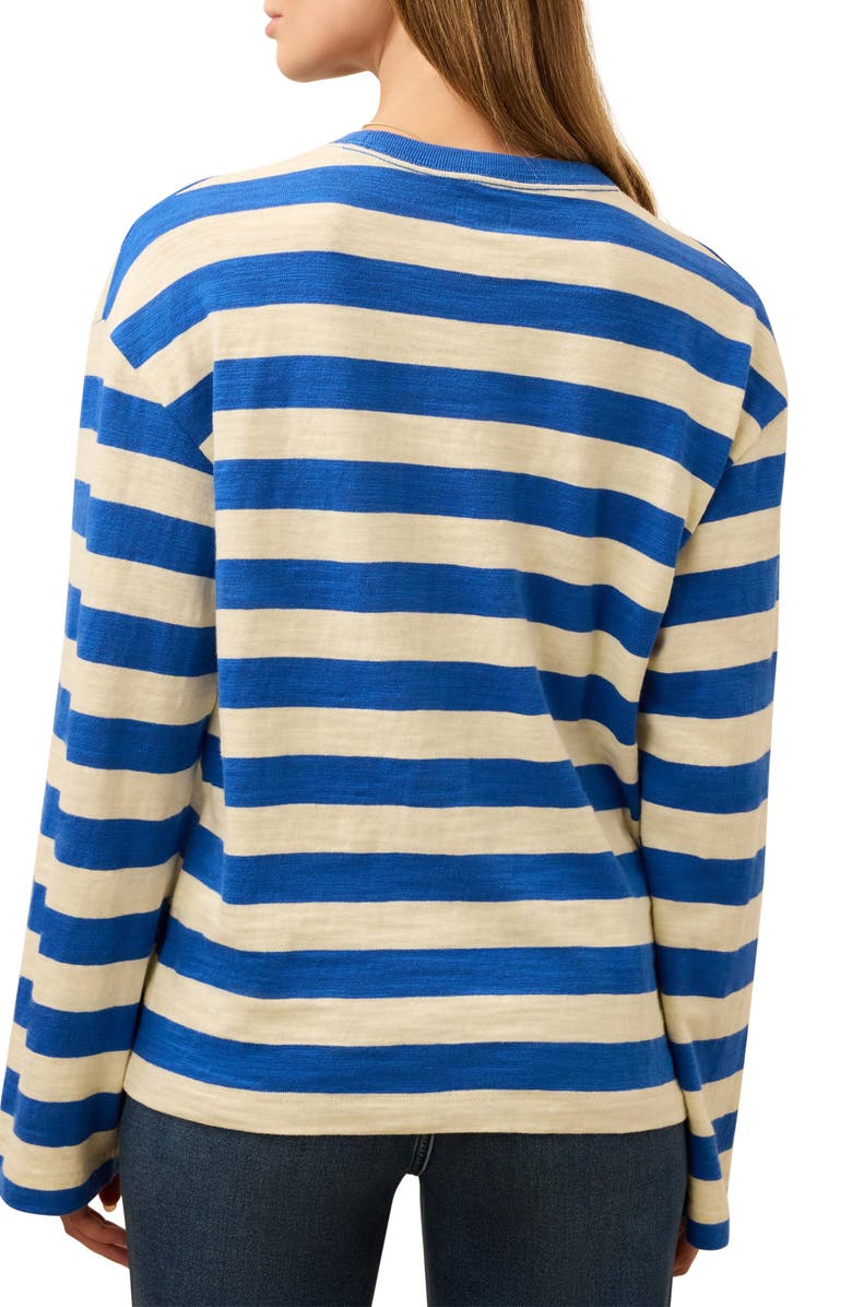 Faherty Sunwashed Stripe Long Sleeve Organic Cotton Slub T-Shirt, Alternate, color, Sea Stripe
