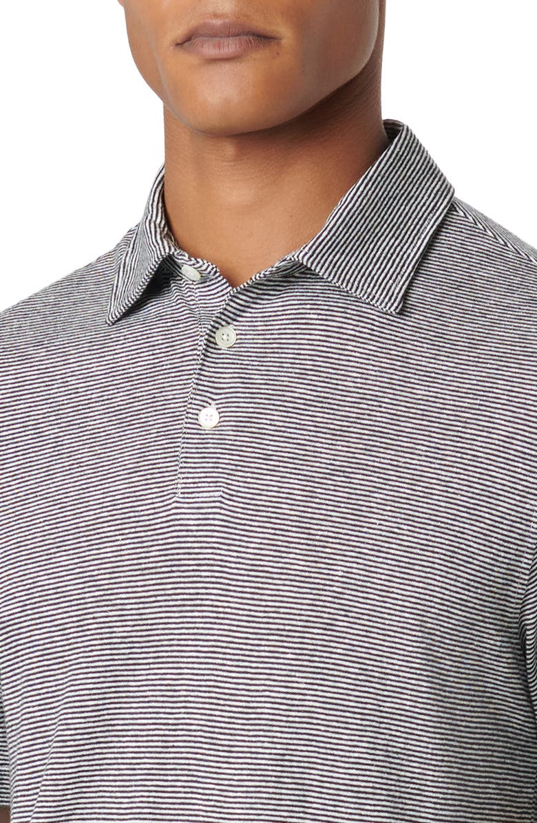 Bugatchi Pinstripe Hemp & Lyocell Polo, Alternate, color, Black