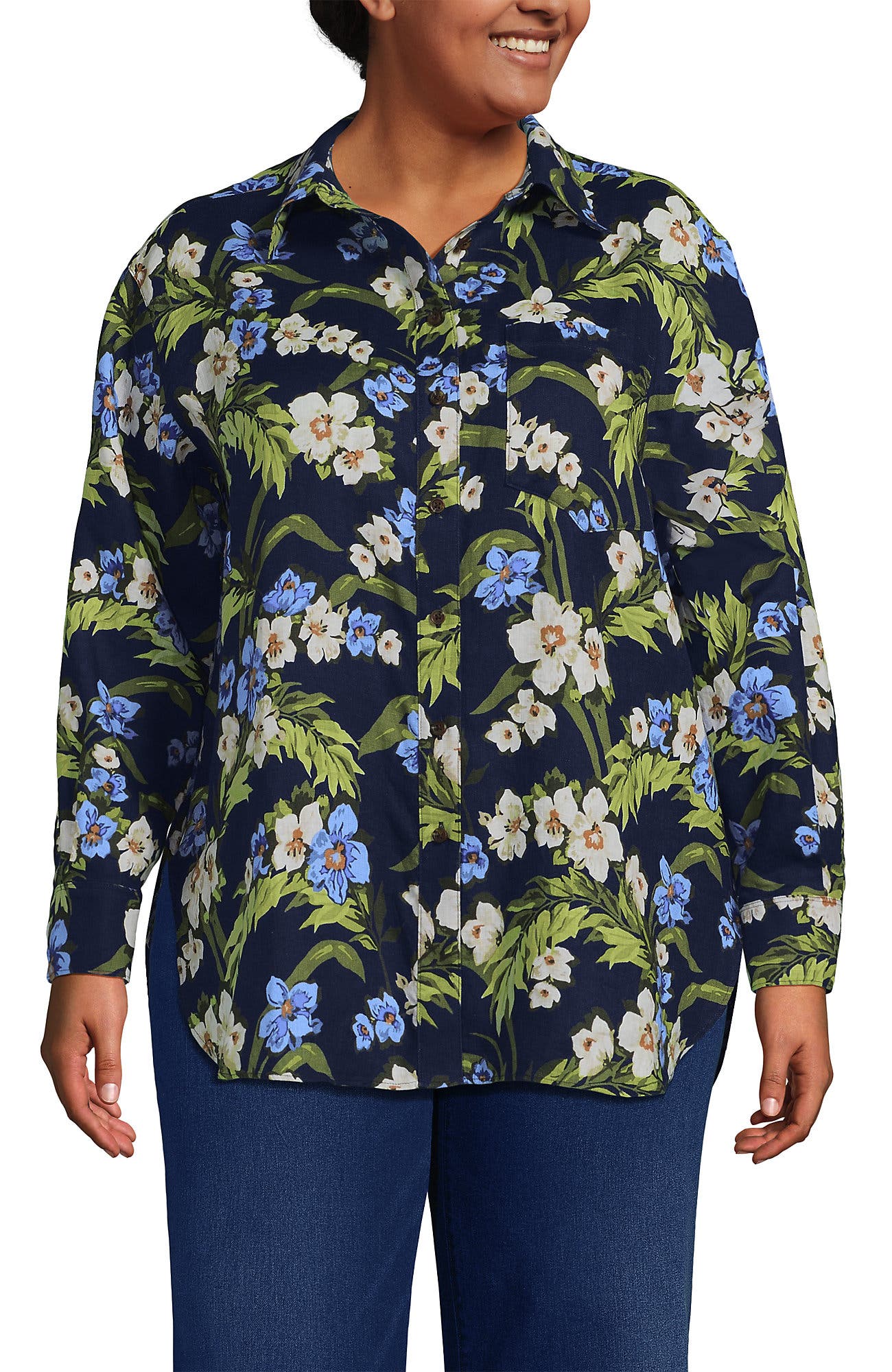 Linen Oversized Button Front Shirt - image 3