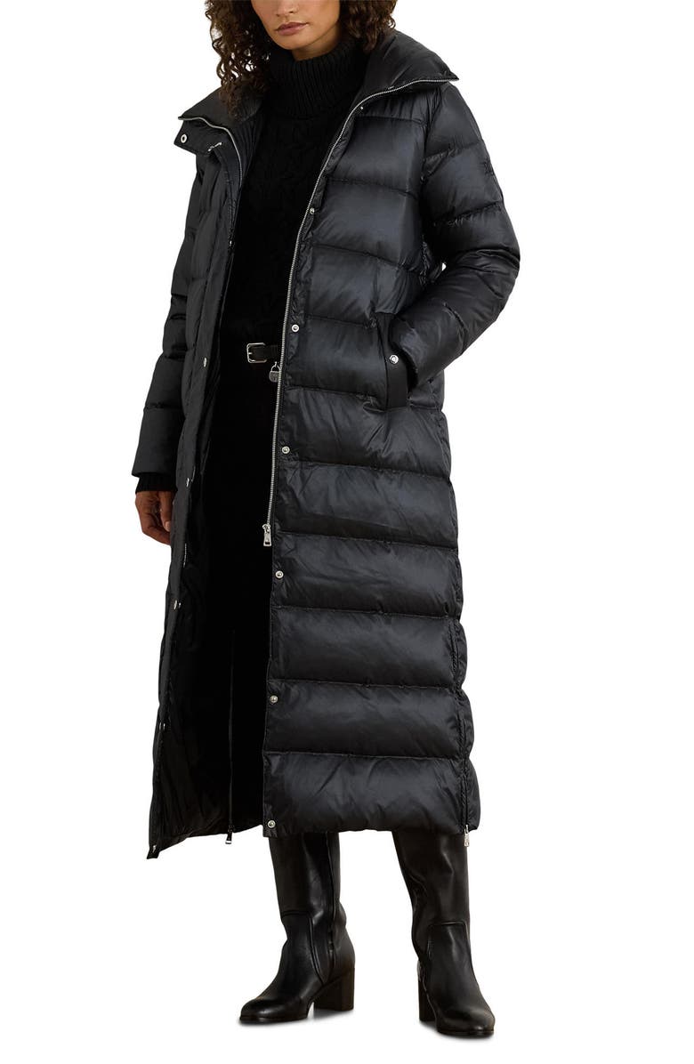 Lauren Ralph Lauren Maxi Soft Long Puffer Coat, Main, color, Black