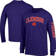 Champion Men's Champion Purple Clemson Tigers Arch Over Logo 2-Hit Long Sleeve T-Shirt
