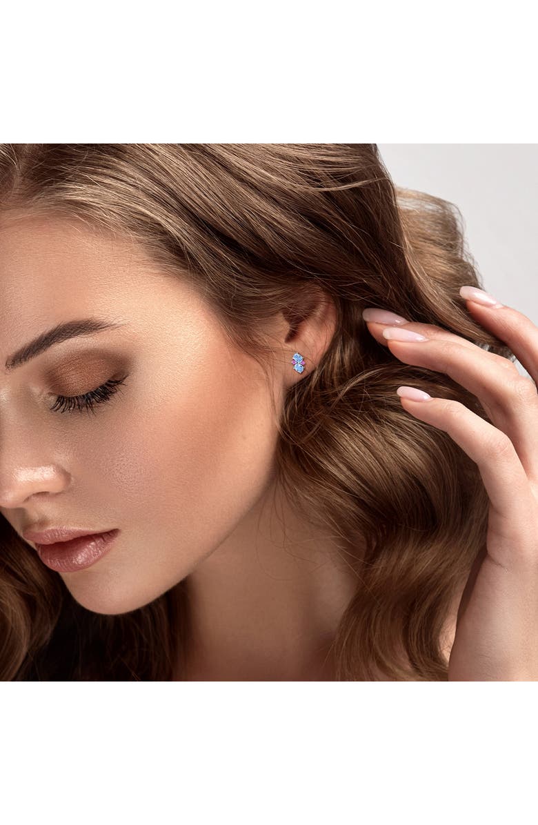 DELMAR Sky Blue Topaz & Pink Sapphire Stud Earrings, Alternate, color, Blue