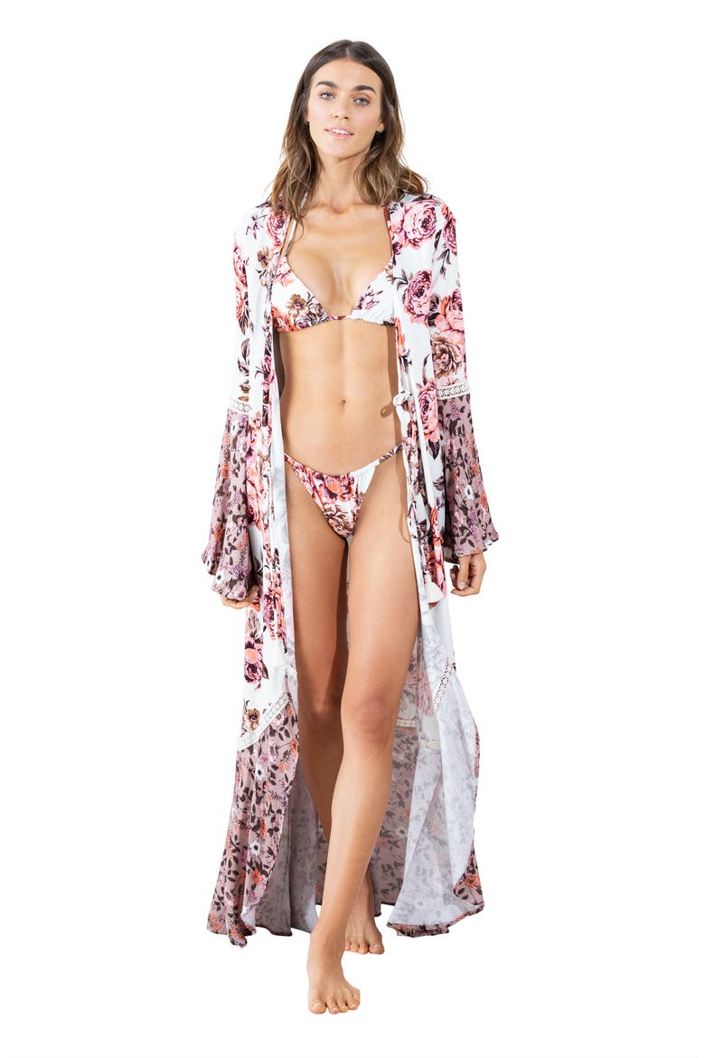 Rose Amelia Bell Sleeve Cover-Up Wrap, Alternate, color, PINK