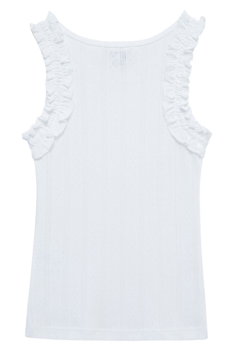 Kids' Pointelle Ruffle Shoulder Tank, Alternate, color, WHITE