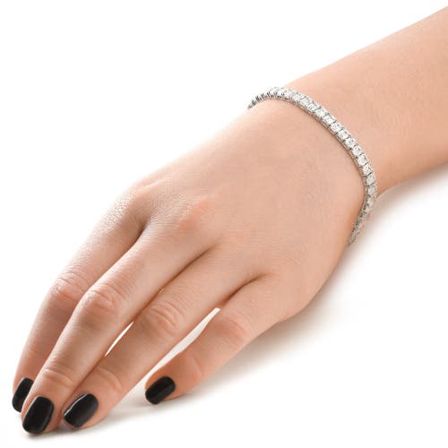 Bliss Diamond 15ct Emerald Cut Diamond Tennis Bracelet 7" 14k Gold In Silver