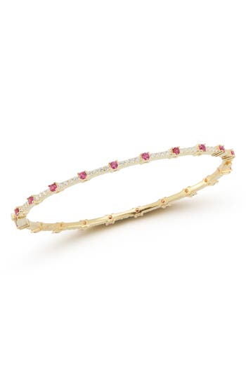 Chloe & Madison Chloe And Madison 14k Gold Plate Cubic Zirconia Bangle Bracelet In Gold