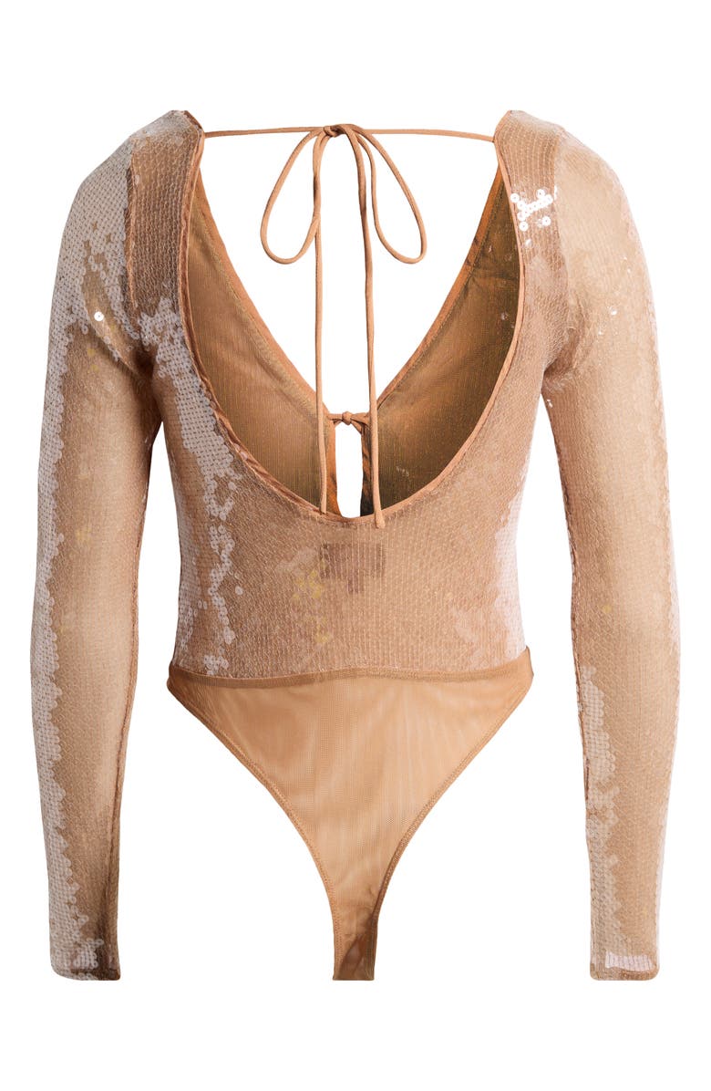 Bardot Verona Sequin Long Sleeve Bodysuit, Alternate, color,