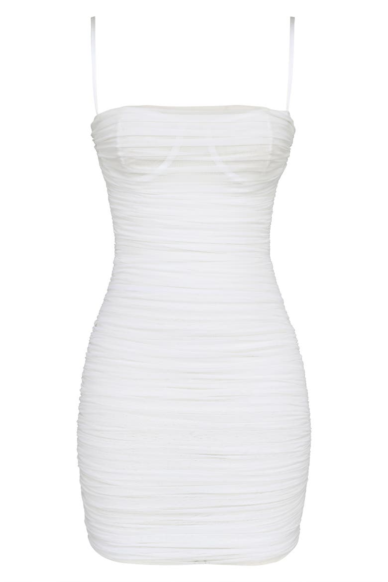 Ella Ruched Sleeveless Minidress, Alternate, color, WHITE