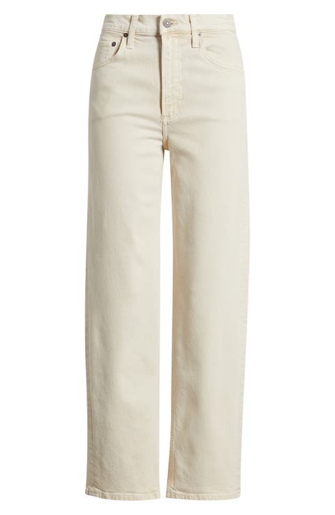 Palma High Waist Ankle Straight Leg Jeans (Almond Light Beige)