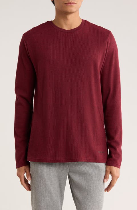 Long Sleeve Waffle Knit Sleep T-Shirt