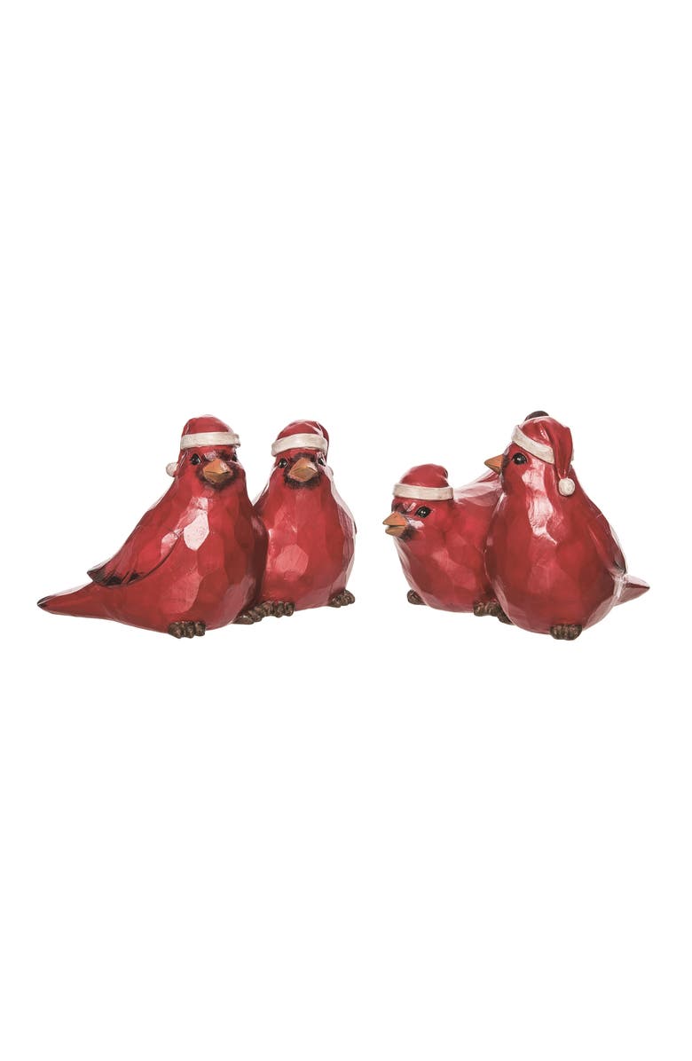 Transpac Resin Santa Hat Cardinal Figurine Set of Two Christmas Decor, Main, color, 