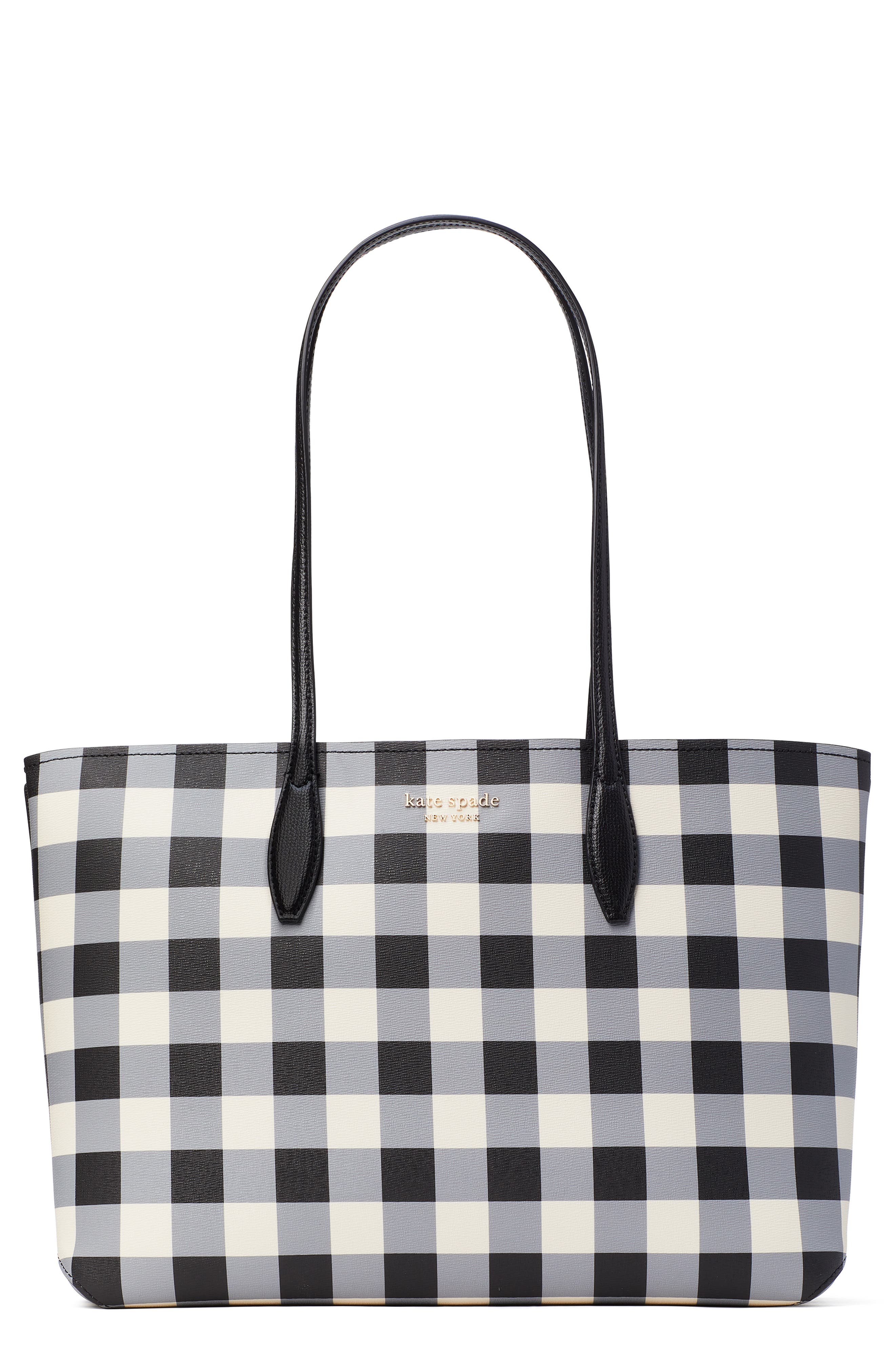 Kate Spade New York all day gingham print large tote, Main, color, 