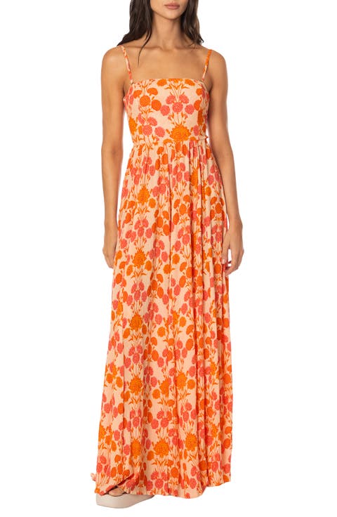 Petal Spell Primavera Lace-Up Back Maxi Cover-Up Sundress