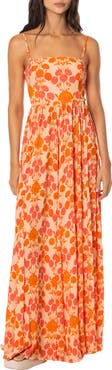 Maaji Petal Spell Primavera Lace-Up Back Maxi Cover-Up Sundress