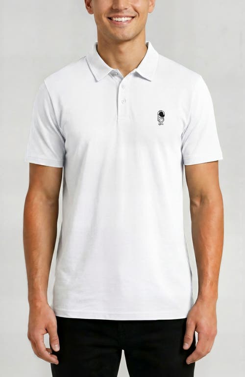 Dalix Astronaut Midweight Short Sleeve Polo Shirt In White