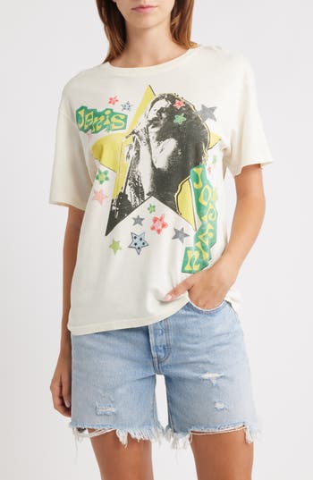 Daydreamer Janis Joplin Scrapbook Graphic T-shirt In Gray