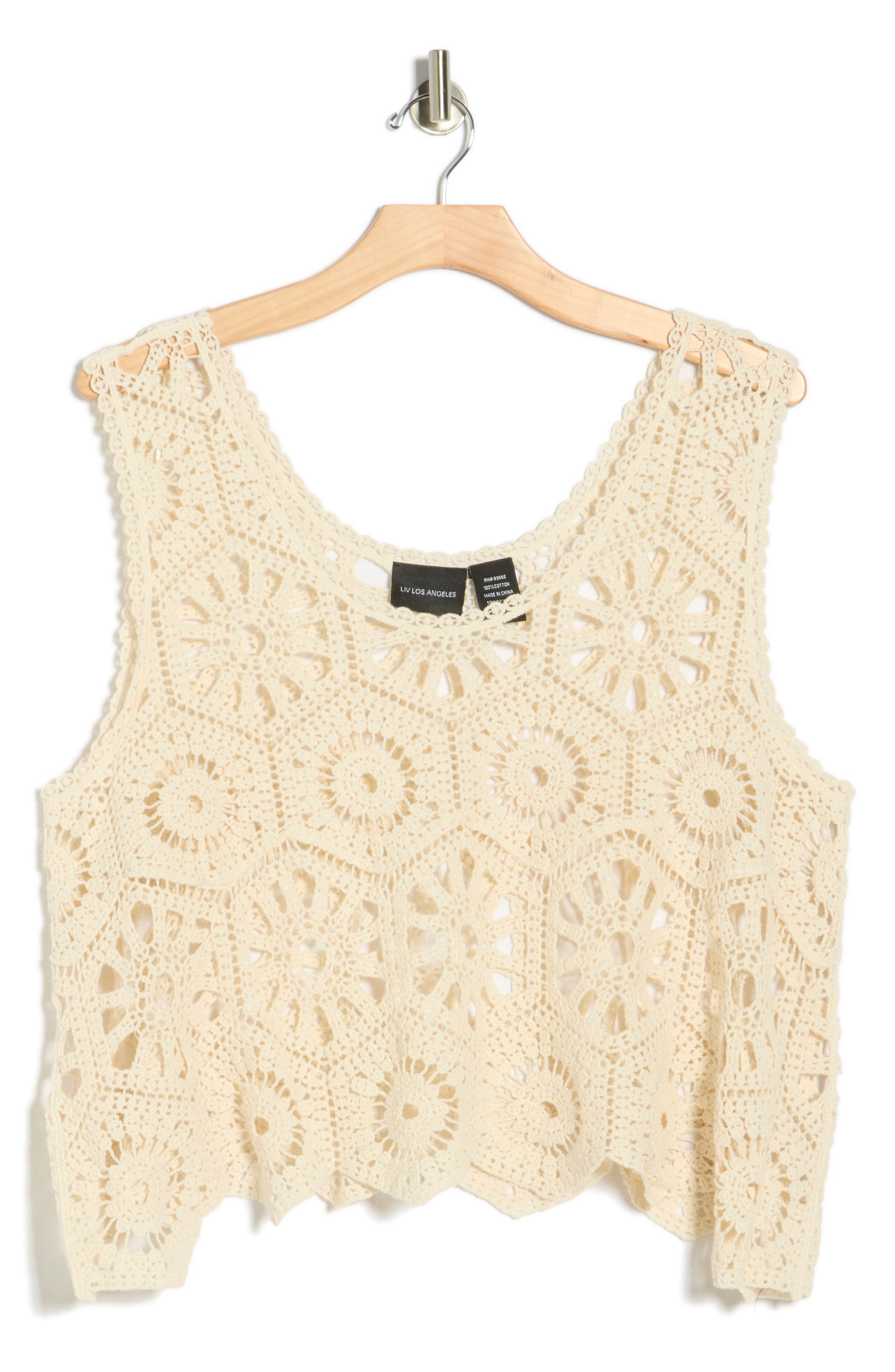 Forgotten Grace Swing Crop Cotton Crochet Top