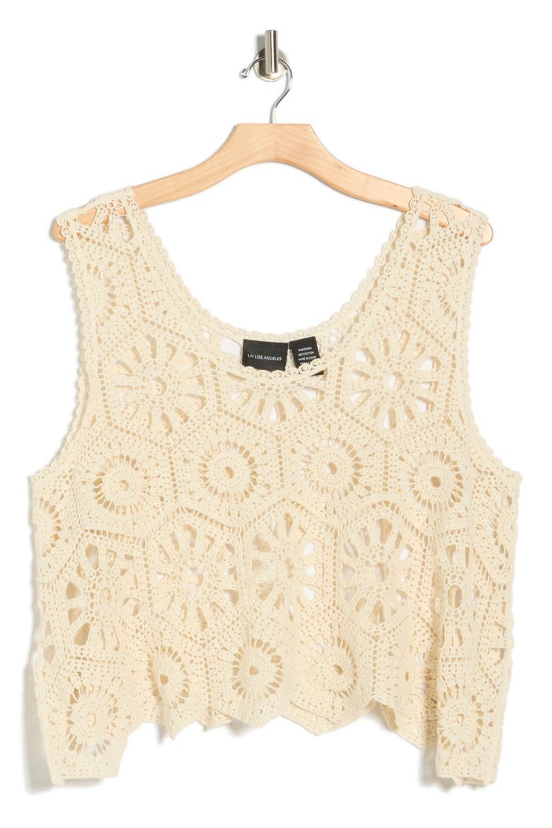 Swing Crop Cotton Crochet Top, Alternate, color, NATURAL