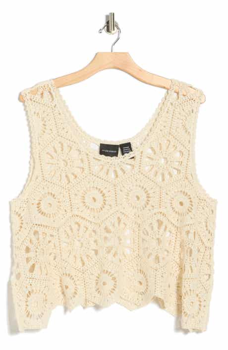 Forgotten Grace Swing Crop Cotton Crochet Top