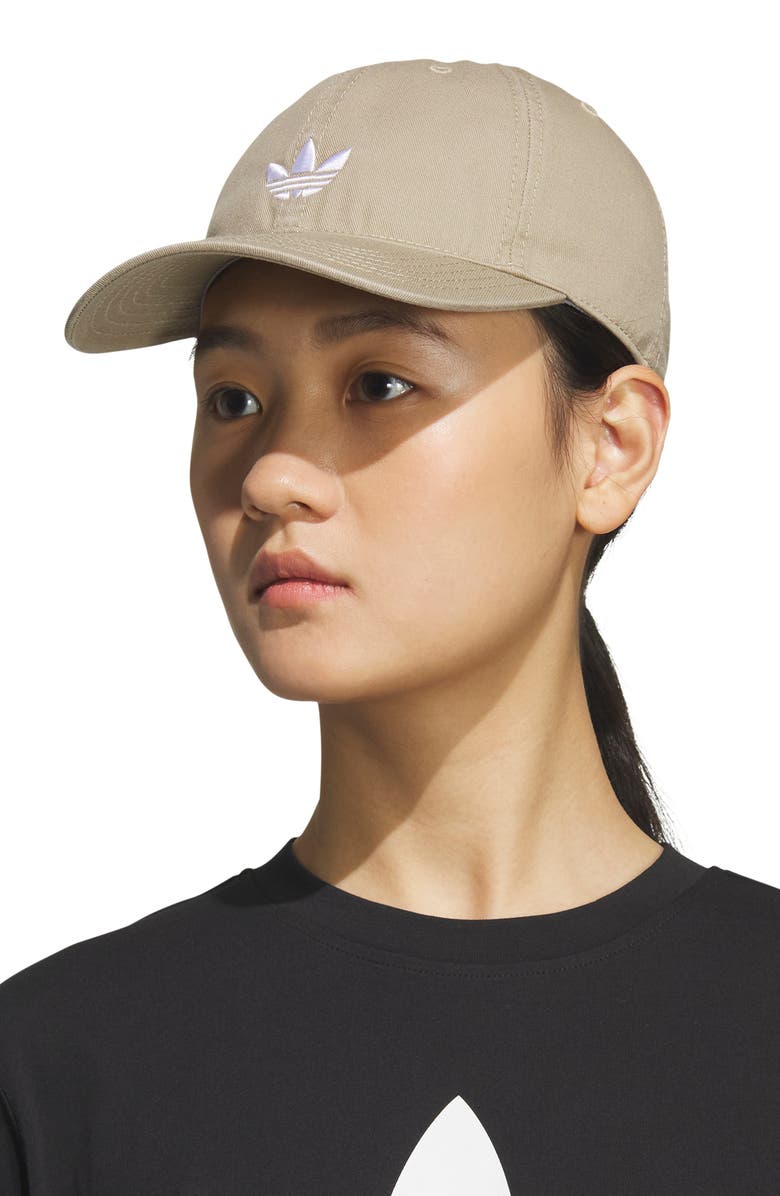 adidas Relaxed Trefoil Cotton Baseball Cap, Alternate, color, Blanch Cargo/ White