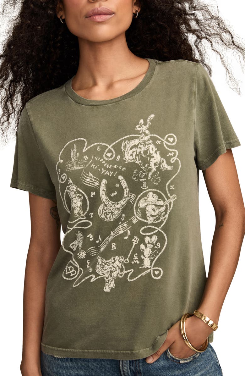 Lucky Brand Western Rope Frame Cotton Graphic T-Shirt, Alternate, color, Thyme