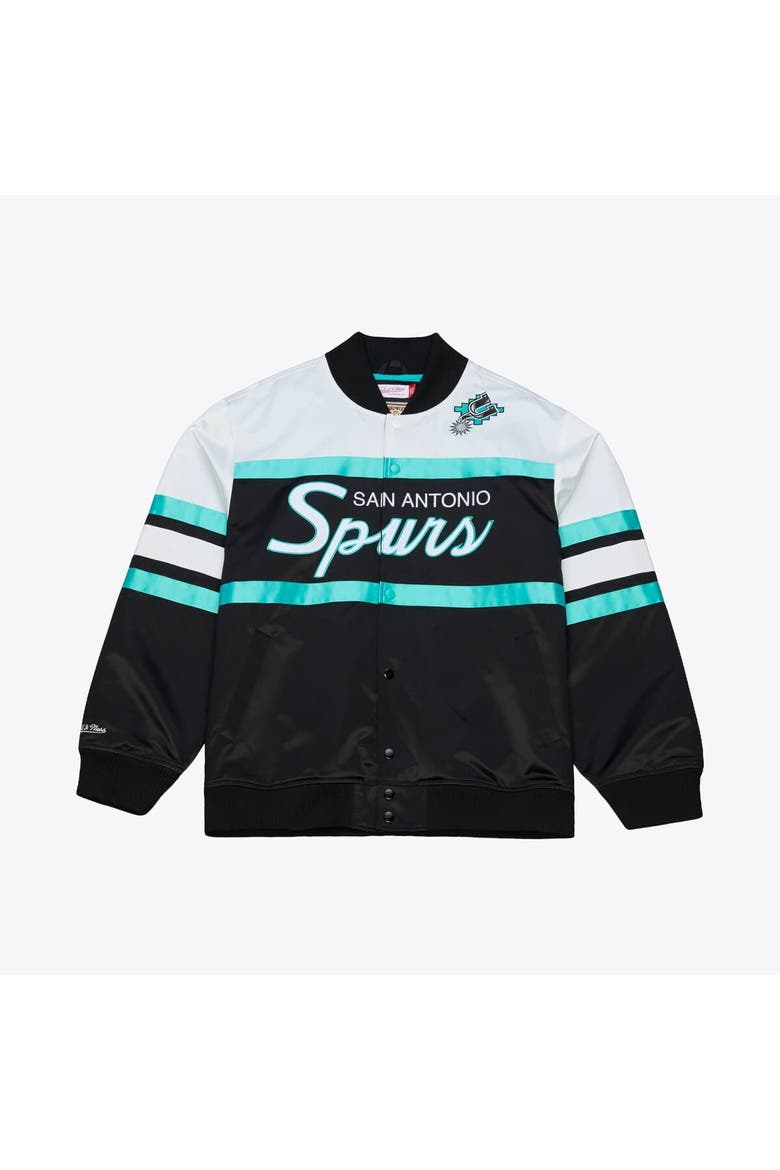 Men's Mitchell & Ness  Black San Antonio Spurs Hardwood Classics Head Coach Lightweight Satin Full-Snap Jacket, Main, color, Black