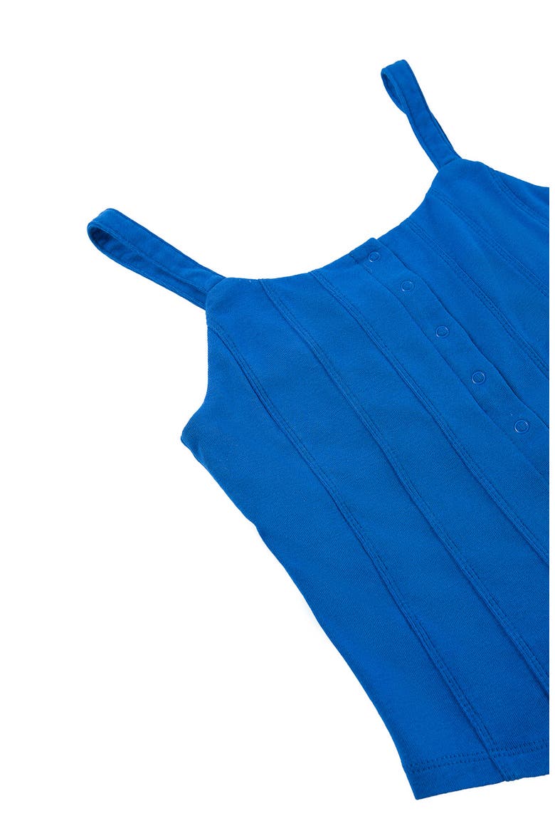 Kids' Snap Front Crop Cotton Camisole, Alternate, color, BLUE