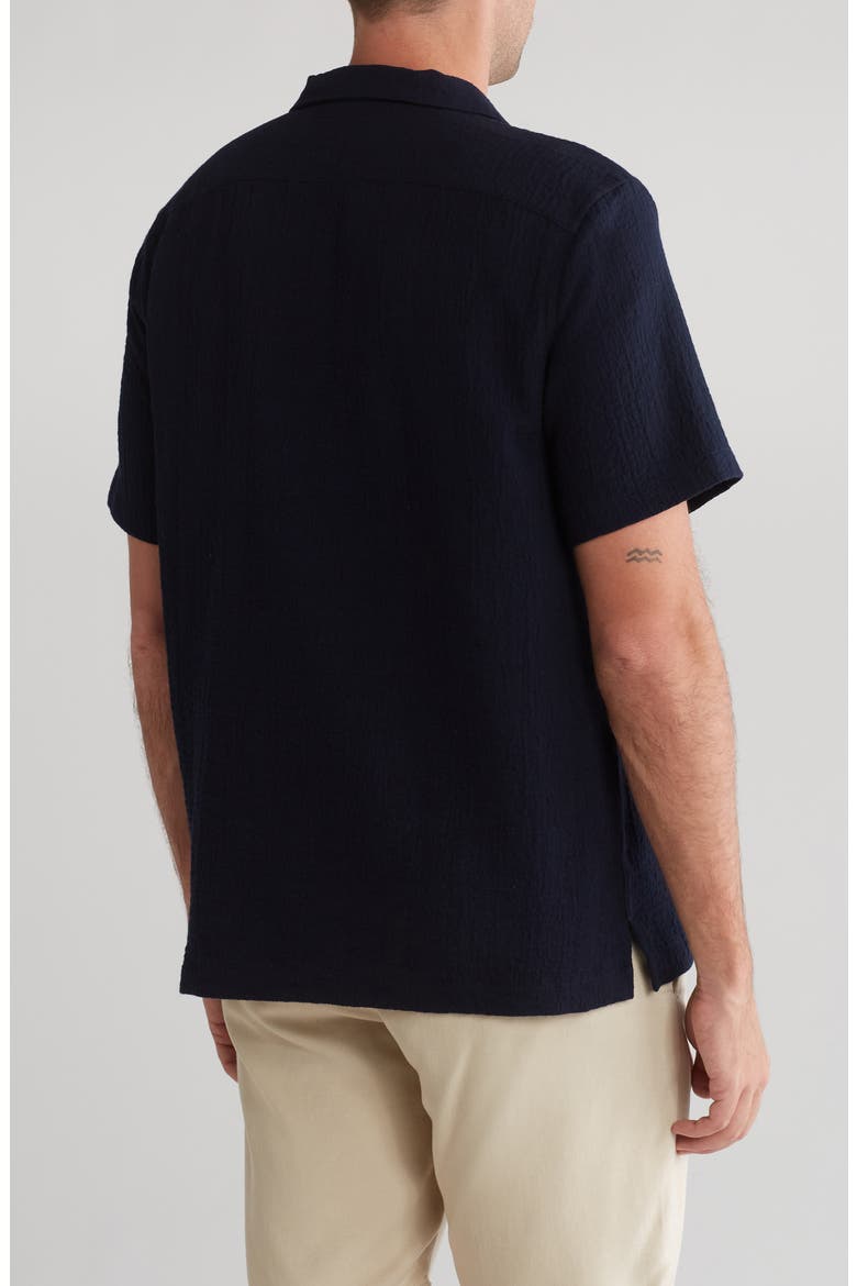 Cotton Gauze Short Sleeve Button-Up Camp Shirt, Alternate, color, DARK SAPPHIRE