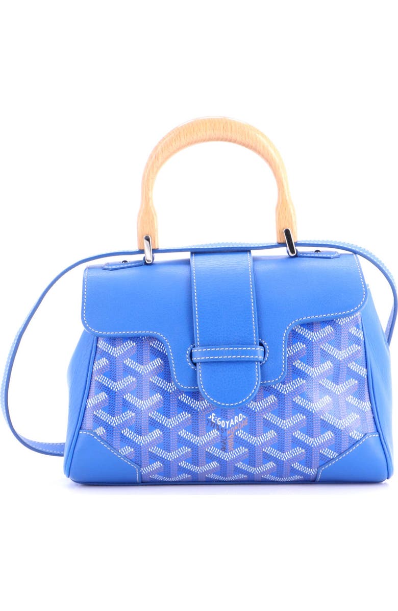 Pre-Owned Goyard Saigon Top Handle Bag Coated Canvas with Leather Mini, Main, color, Blue