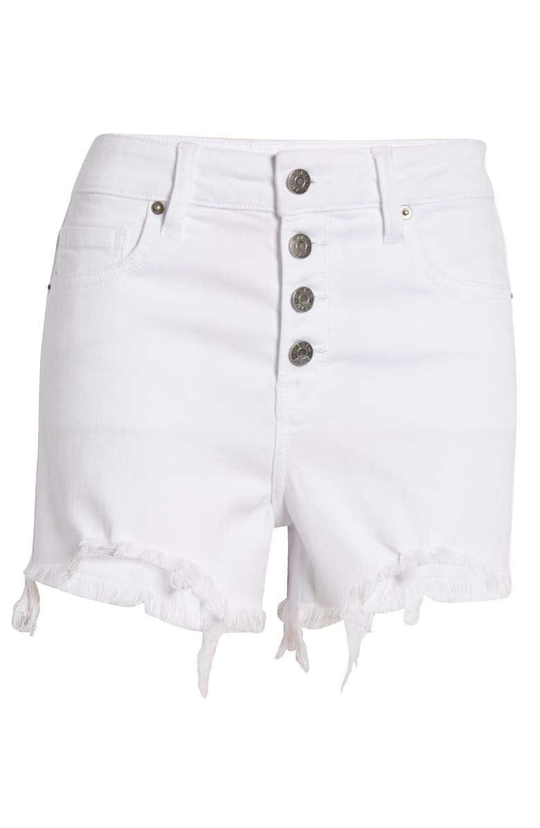 HIDDEN JEANS Button Fly High Waist Cutoff Mom Shorts, Alternate, color,