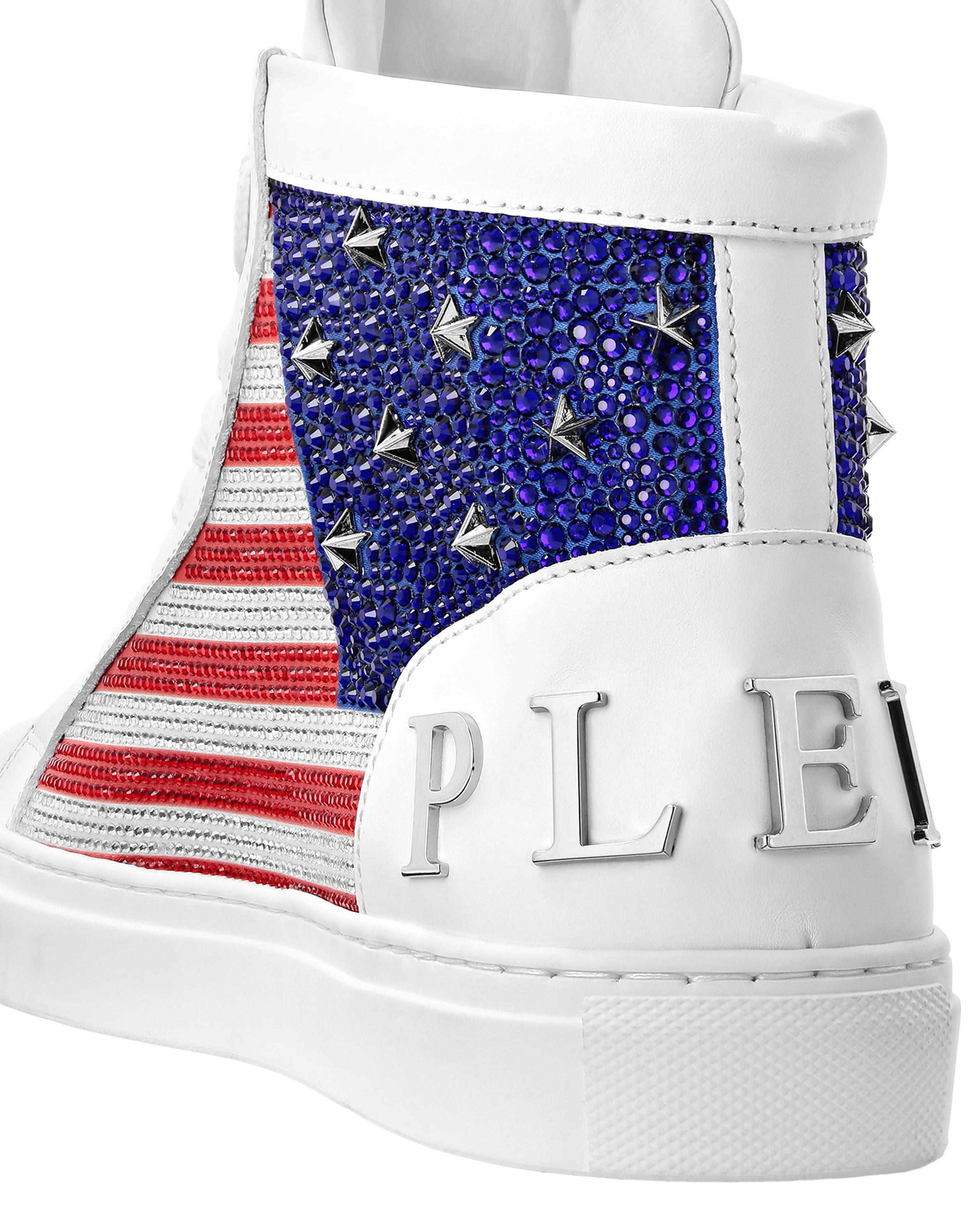 Mid Top Sneakers Star Studs America Unisex, Alternate, color, white