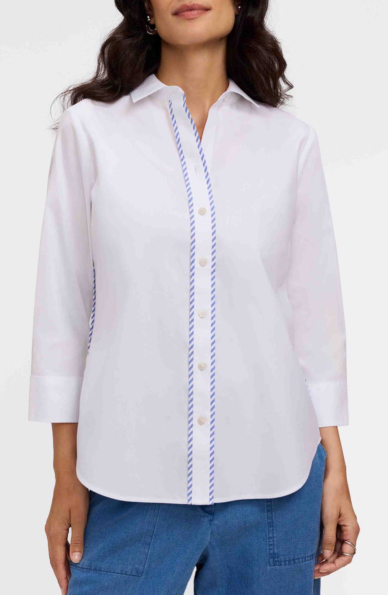 Foxcroft Marni Trim Shirt, Main, color, White