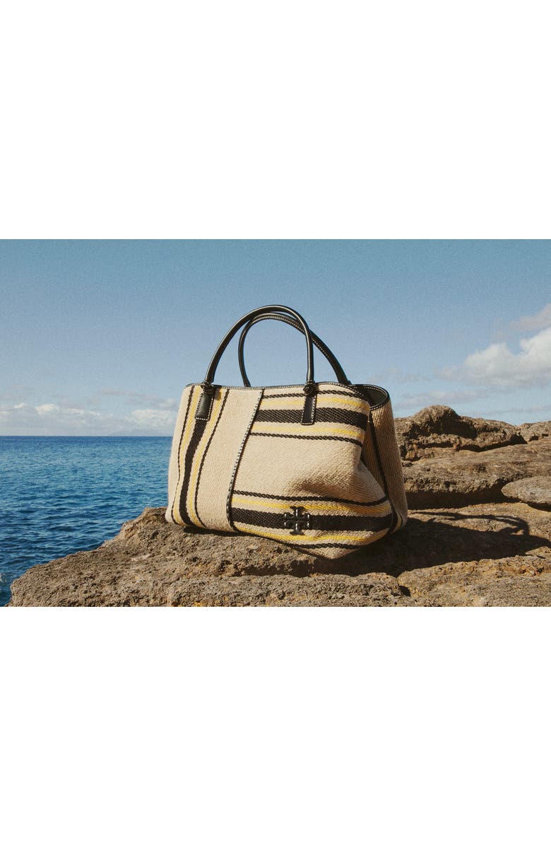 Tory Burch McGraw Stripe Canvas Tote, Alternate, color,