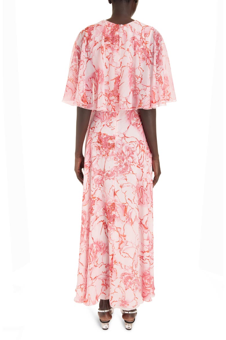 Floral Overlay Bodice Silk Dress, Alternate, color, ROSE/ RED