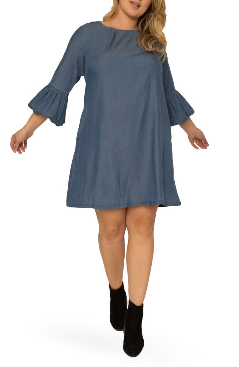 Standards & Practices Balloon Sleeve Shift Dress, Alternate, color,