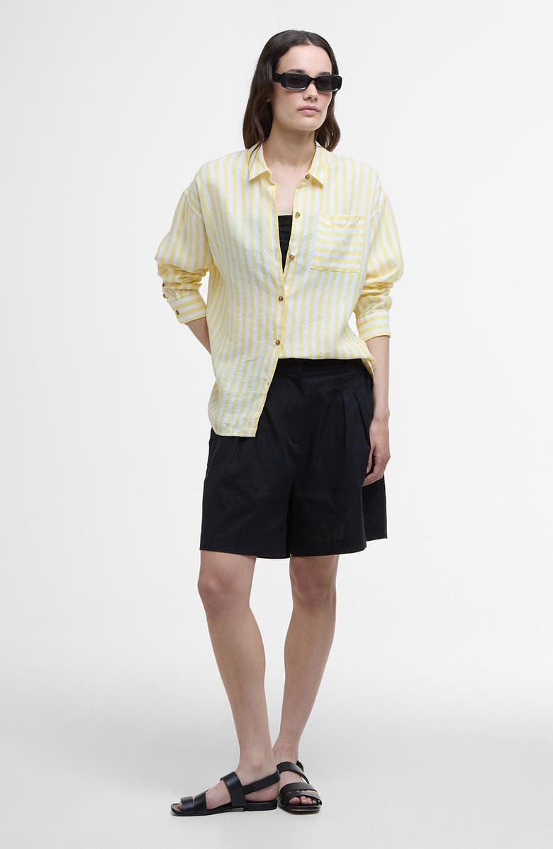 Barbour Annie Stripe Linen Button-Up Shirt, Alternate, color, Sunray Yellow Stripe