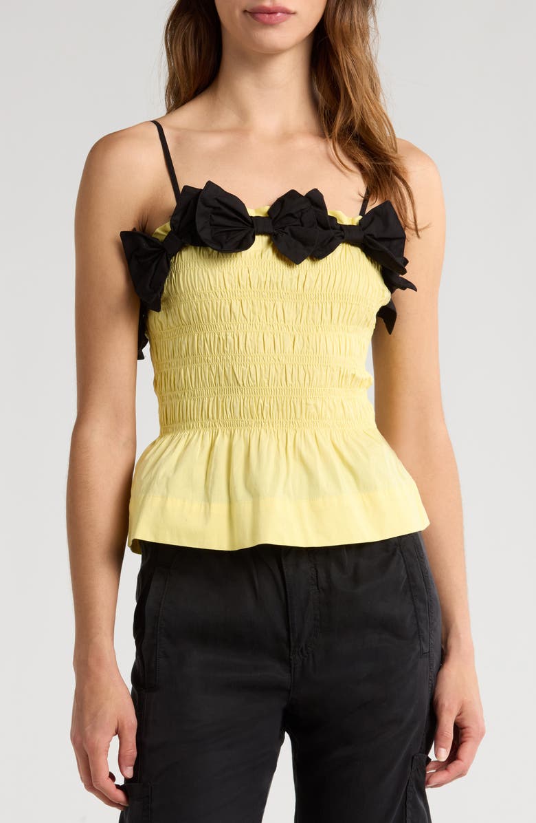 Damson Madder Bea Bow Accent Cotton Peplum Camisole, Main, color, Yellow
