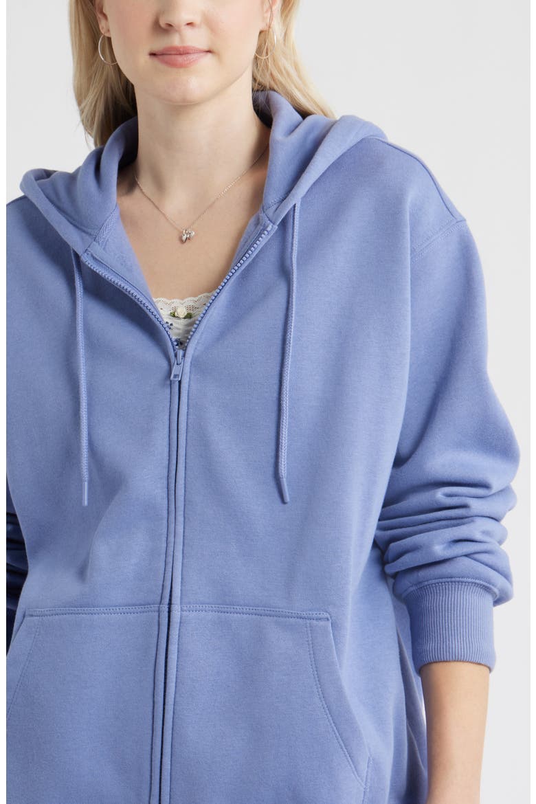 Oversize Zip Fleece Hoodie, Alternate, color, BLUE FROST